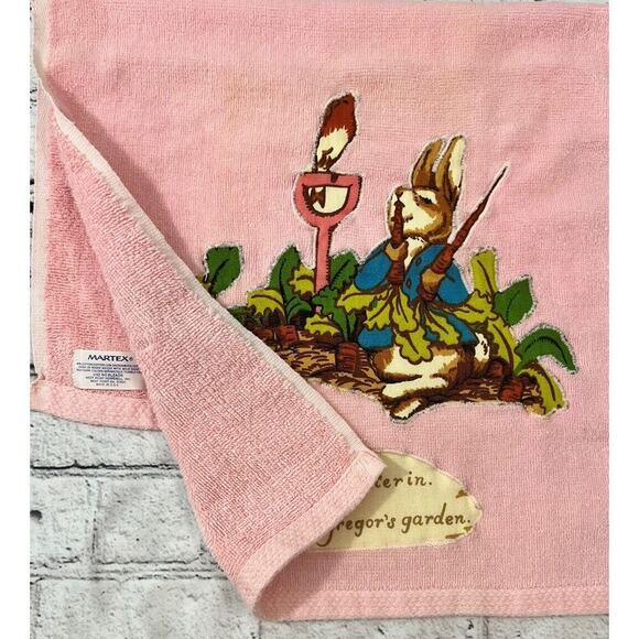Vintage Martex Peter Rabbit Pink Bath Towel Set 3 Beatrix Potter Naughty Peter - Picture 7 of 9